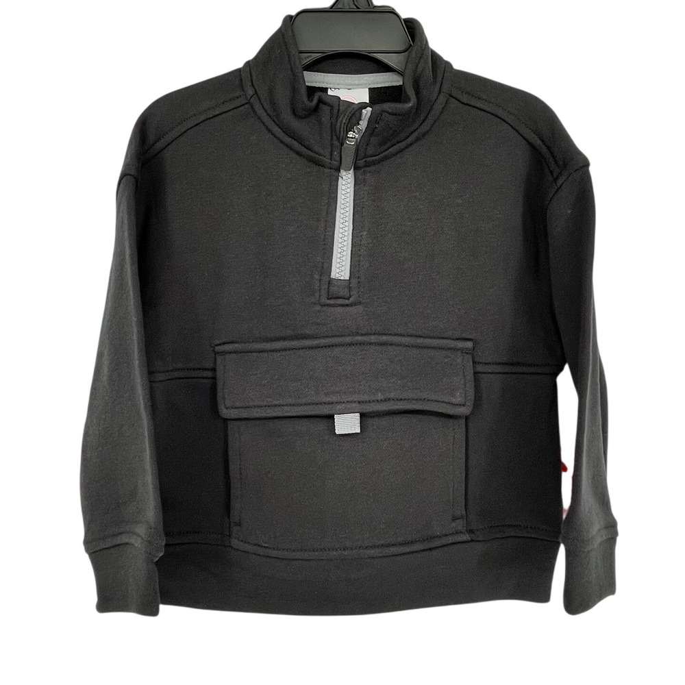 Black Cargo Pocket Quarter Zip Pullover Boys 3T Sweatshirt Wonder‎ Nation